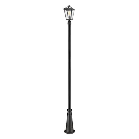 Z-Lite Talbot 1 Light Outdoor Post Mounted Fixture, Black & Clear Beveled 579PHMR-519P-BK